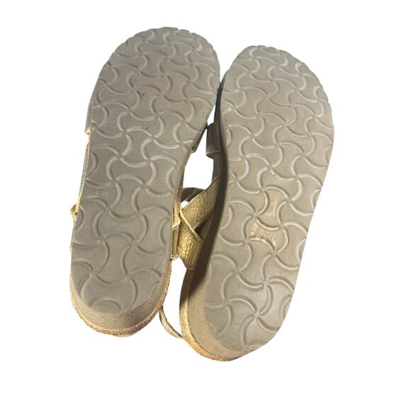 Naot Sandals Sz 37 US 6 Gold Metallic Leather Wedge Comfort Strappy kayla - Picture 7 of 12